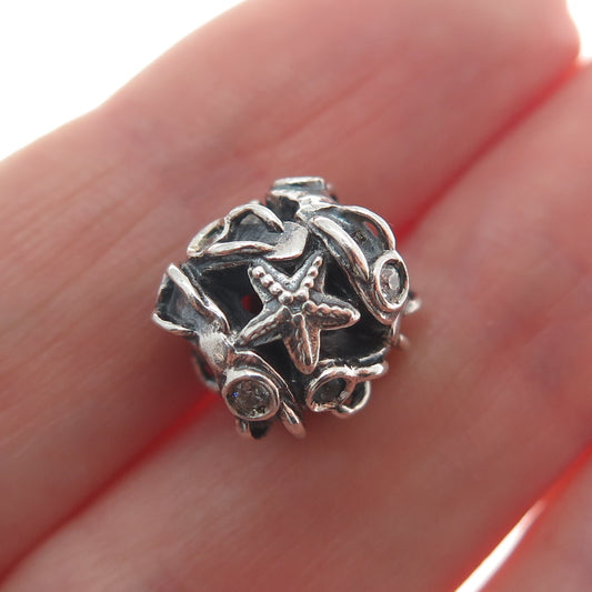CHAMILIA 925 Sterling Silver White & Blue C Z Starfish Oxidized Bead Charm