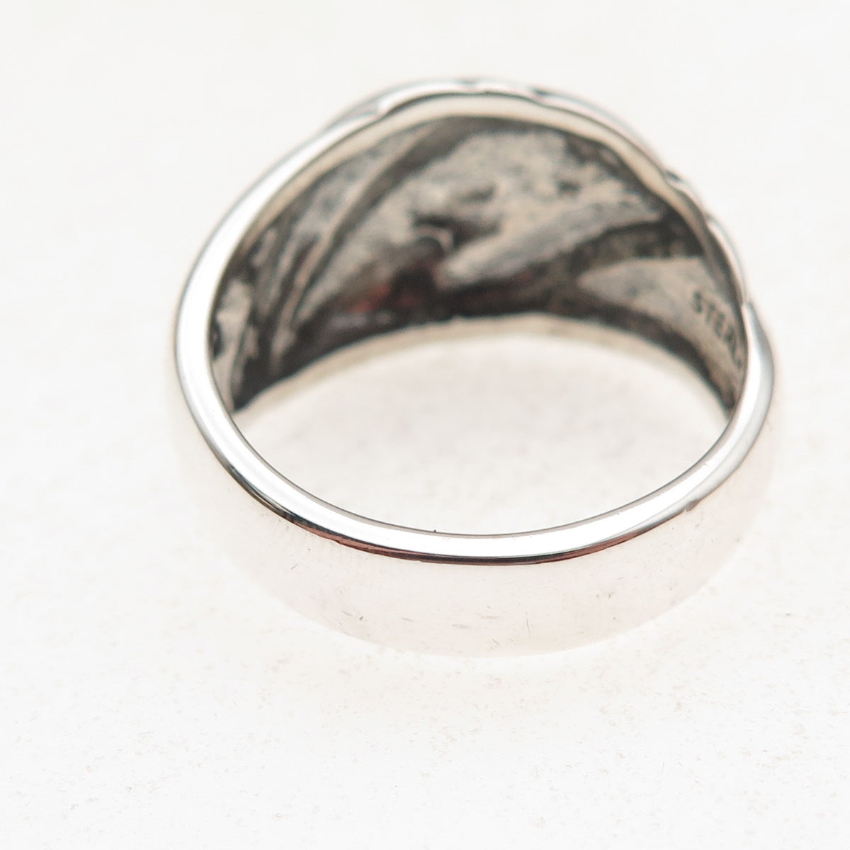 Kabana 925 Sterling Silver Vintage Modernist Oxidized Ring Size 10.25