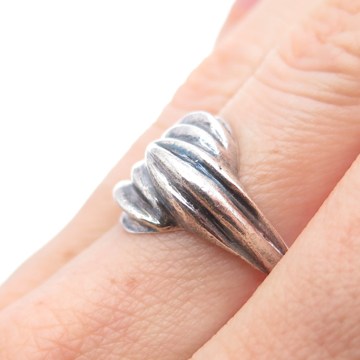 925 Sterling Silver Vintage Modernist Oxidized Ring Size 6.75