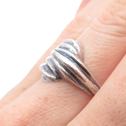 925 Sterling Silver Vintage Modernist Oxidized Ring Size 6.75