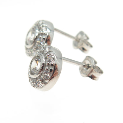 925 Sterling Silver Round-Cut C Z Sparkle Stud Earrings