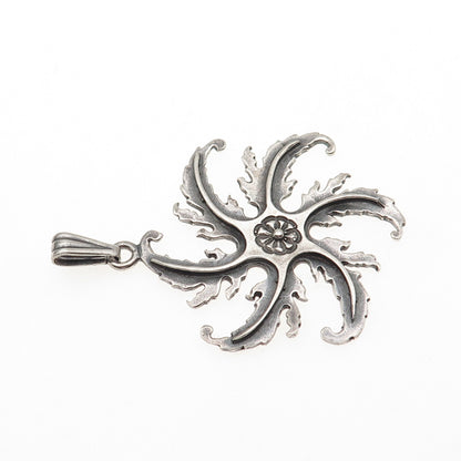IC James Craig 925 Sterling Silver Vintage Modernist Floral Charm Pendant