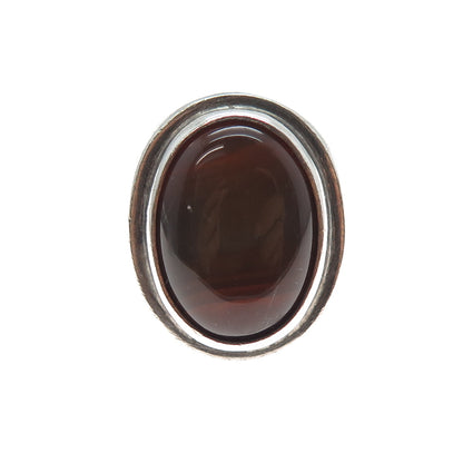 925 Sterling Silver Antique Art Deco Real Cabochon Agate Ring Size 12.75