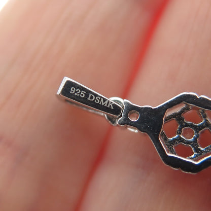 DSMK 925 Sterling Silver Baguette & Round-Cut C Z Cross Pendant