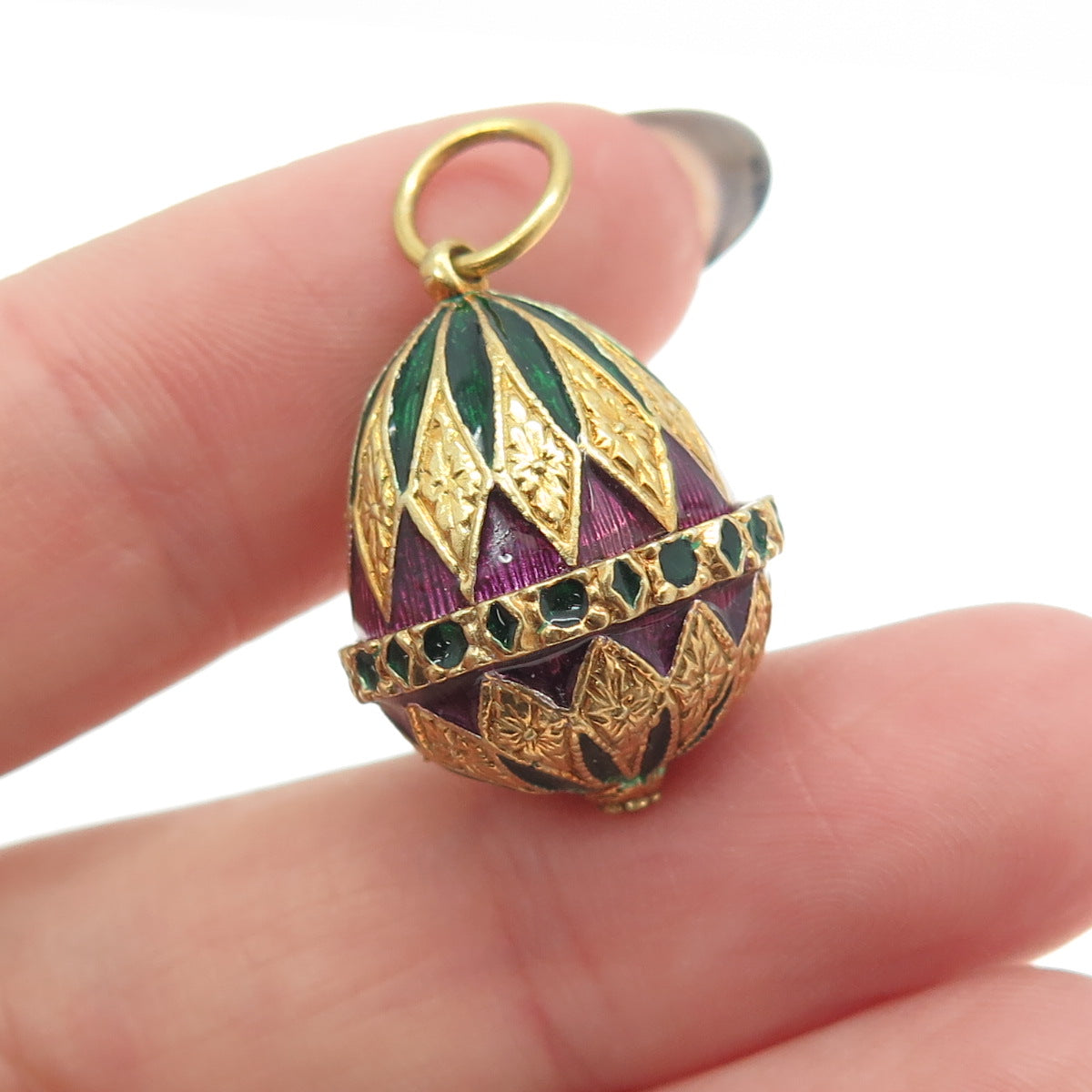 RAFKA Retired 925 Sterling Silver Vermeil Enamel Royal Easter Egg Charm Pendant