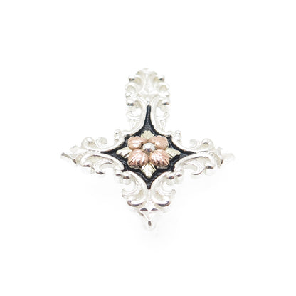 COLEMAN CO. 12K Yellow & Rose Gold 925 Sterling Silver Vintage Cross Pendant
