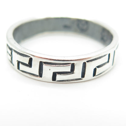 925 Sterling Silver Vintage Mexico Tribal Maze Band Ring Size 8.5