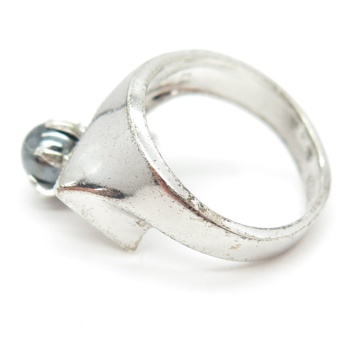 McGrath-Hamin 925 Sterling Silver Antique Real Pearl & Rhinestone Ring Size 5.25