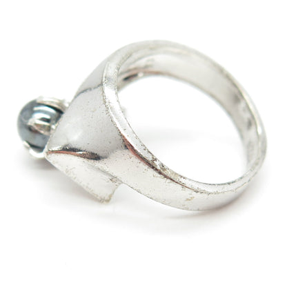 McGrath-Hamin 925 Sterling Silver Antique Real Pearl & Rhinestone Ring Size 5.25