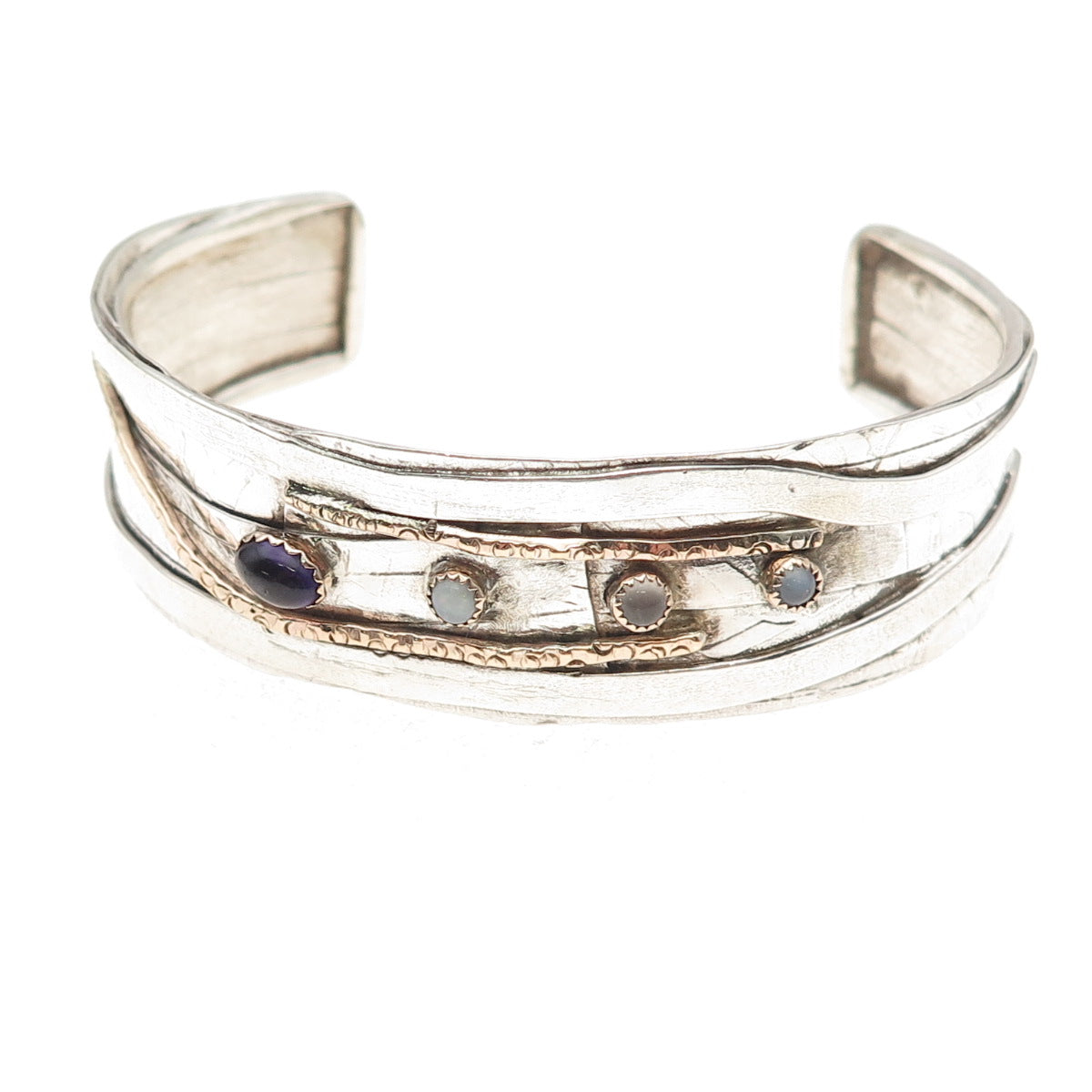 Addie Riggione 925 Sterling Gold Filled Vintage Real Multi-Gem Bracelet 6.75"