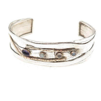 Addie Riggione 925 Sterling Gold Filled Vintage Real Multi-Gem Bracelet 6.75"