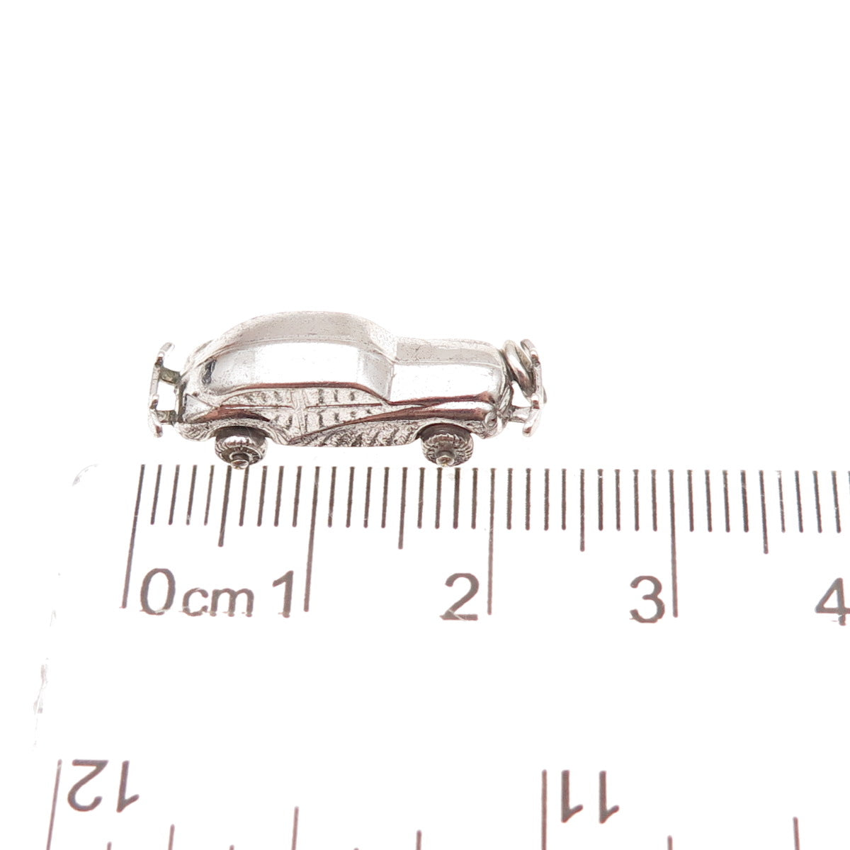 925 Sterling Silver Vintage Retro Car Movable Oxidized 3D Charm Pendant
