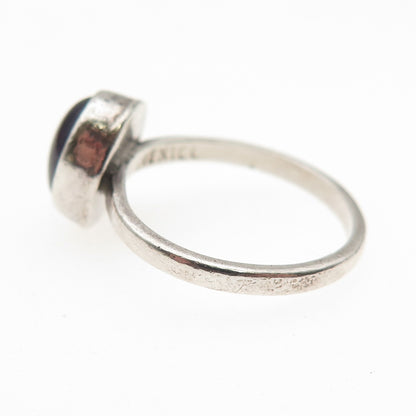 925 Sterling Silver Vintage Mexico Real Cabochon Amethyst Ring Size 7.25