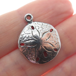 KINNEY 925 Sterling Silver Vintage Sand Dollar Oxidized Minimalist Charm Pendant