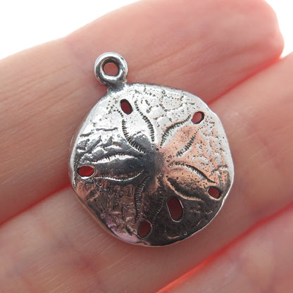 KINNEY 925 Sterling Silver Vintage Sand Dollar Oxidized Minimalist Charm Pendant