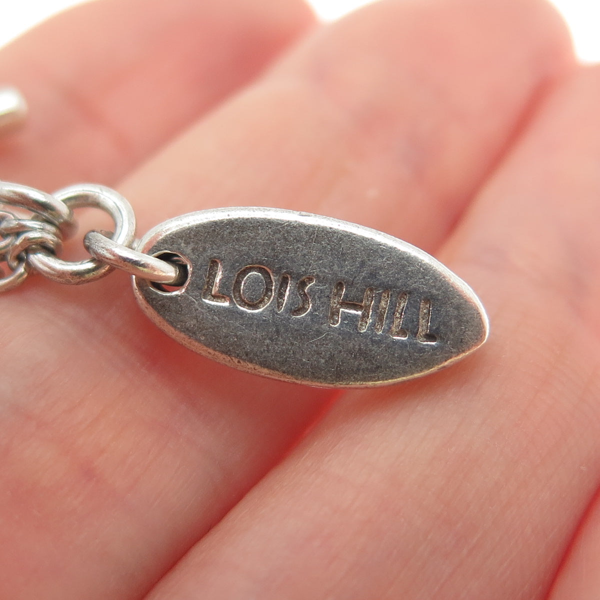 LOIS HILL 925 Sterling Silver Vintage Tassel Cable Chain Necklace 16-18"