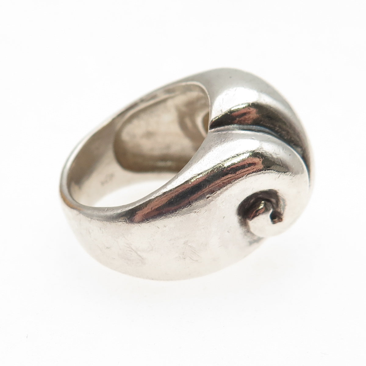 925 Sterling Silver Vintage Modernist Dome Oxidized Ring Size 6