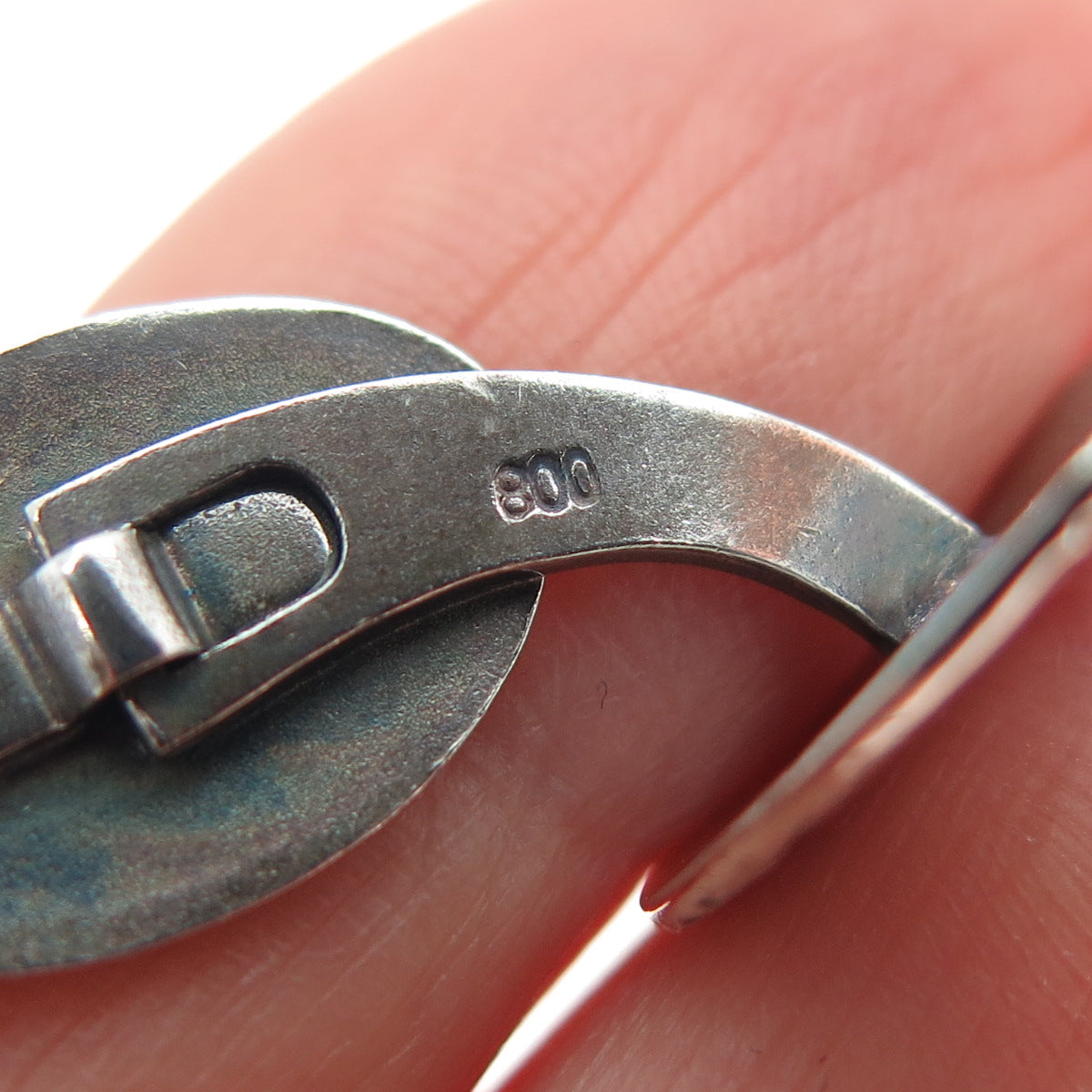 800 Silver Antique Art Deco Floral Oxidized Cufflinks