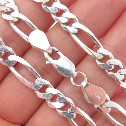 925 Sterling Silver Vintage Figaro Chain Necklace 20"