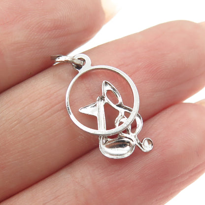 BEAU Sterling Silver Vintage Treble Clef & Eight Music Note Minimalist Pendant