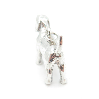 925 Sterling Silver Antique Art Deco Dog Minimalist 3D Charm Pendant