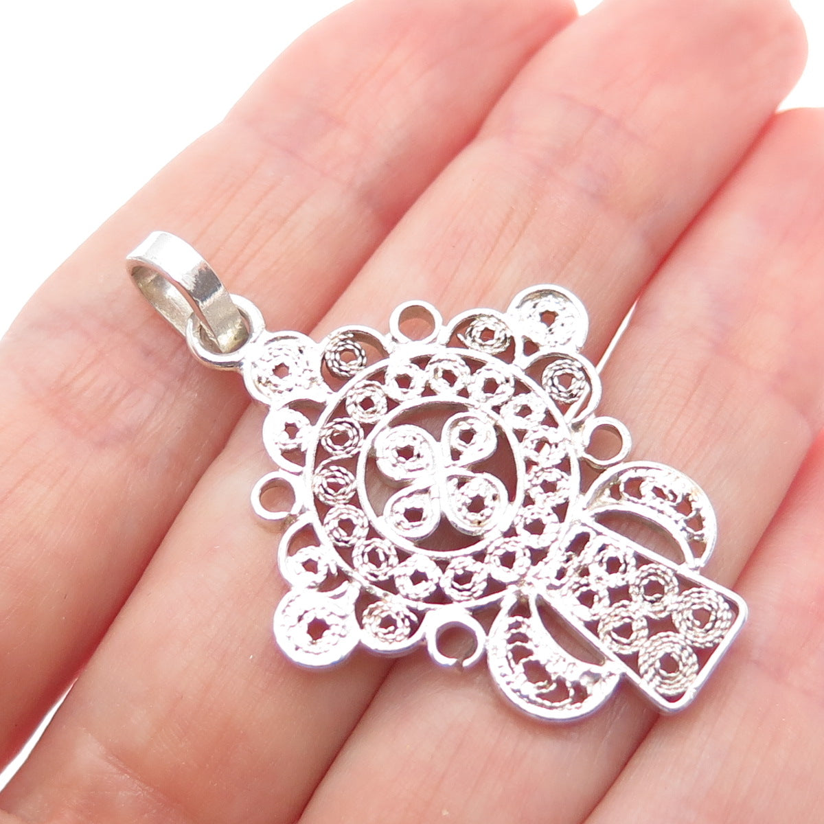 925 Sterling Silver Vintage Cross Filigree Charm Pendant