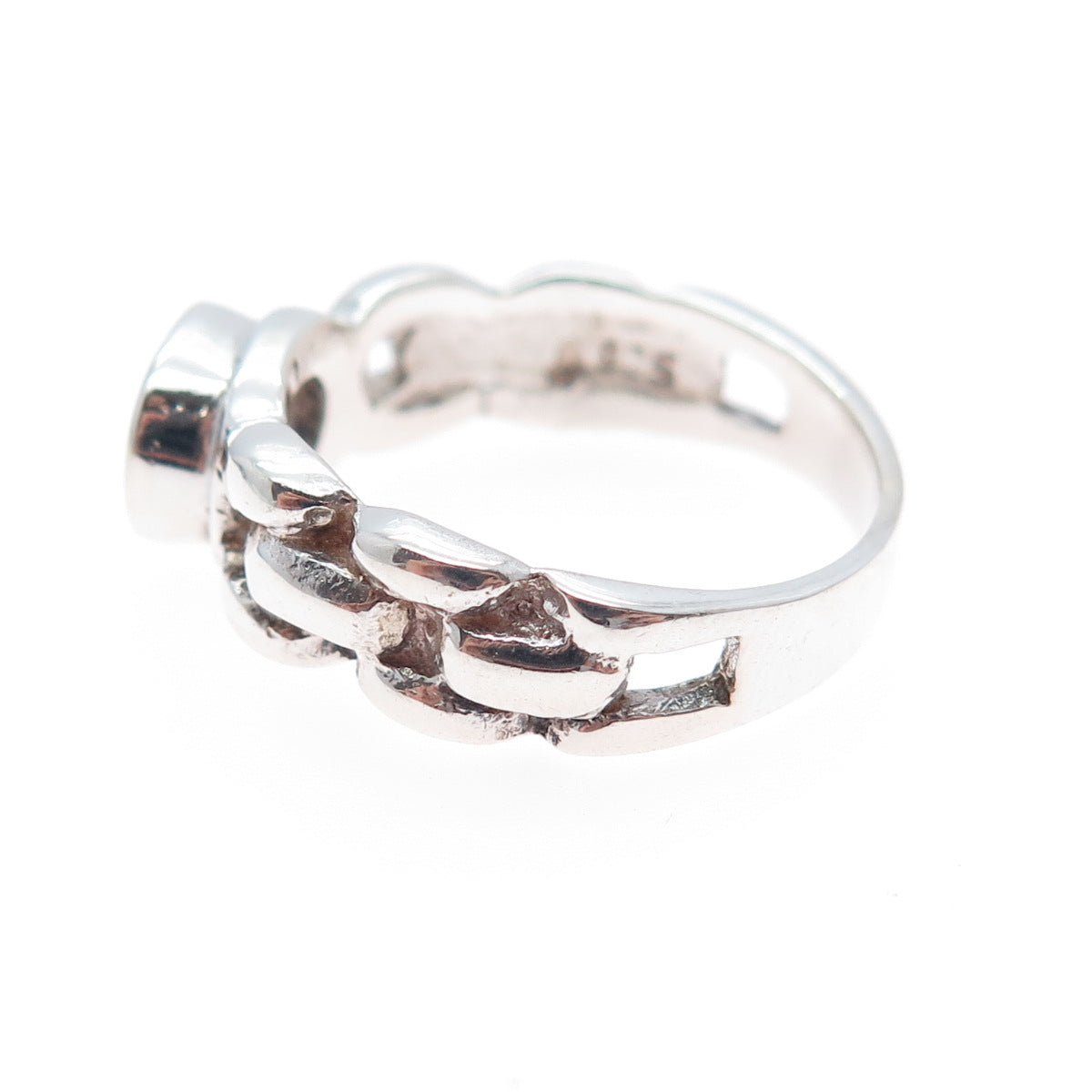 JACKSON HOLE 925 Sterling Silver Oval-Cut C Z Panther Link Ring Size 8