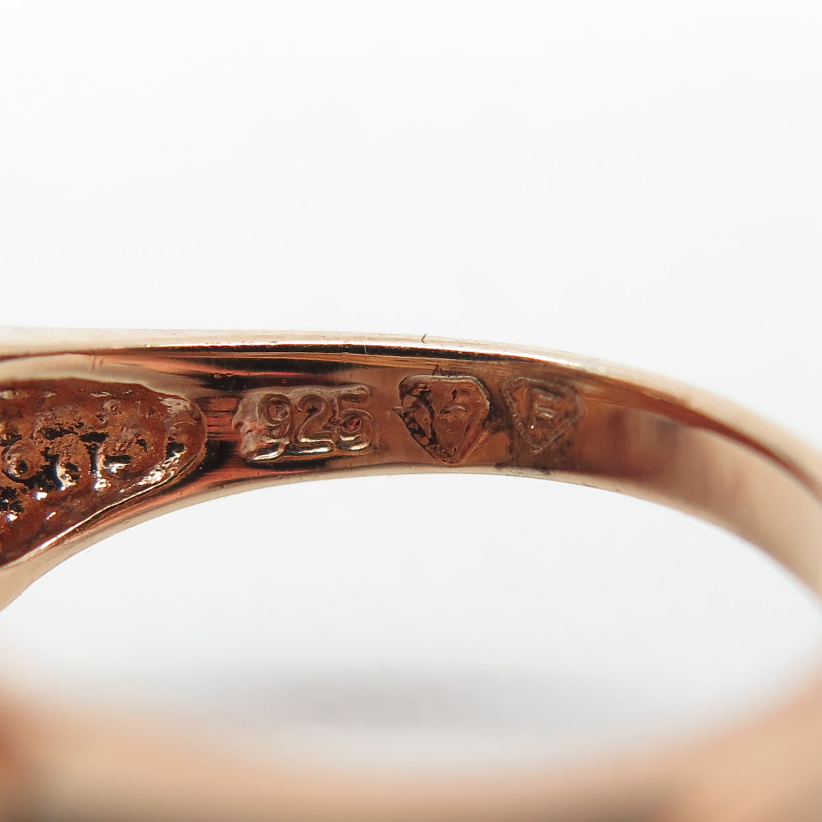 925 Sterling Silver Rose Gold Plated Real Ruby & C Z Bohemian Ring Size 6