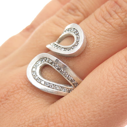 925 Sterling Silver Vintage Round-Cut C Z Adjustable Ring Size 8.5
