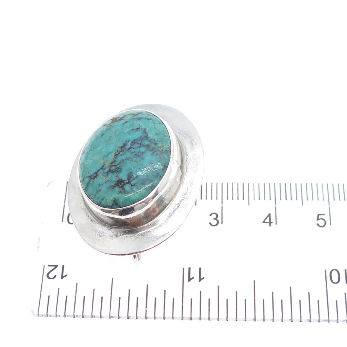 BEN J. CHAVEZ NAVAJO Old Pawn Sterling Vintage Peacock Turquoise Brooch Pendant