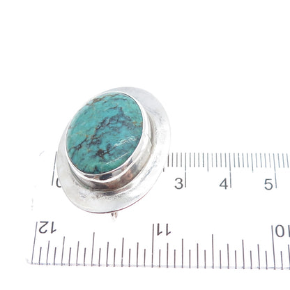 BEN J. CHAVEZ NAVAJO Old Pawn Sterling Vintage Peacock Turquoise Brooch Pendant