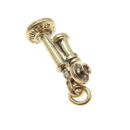 LGB BALFOUR Sterling Gold Plated Vintage Candlestick Telephone Charm Pendant