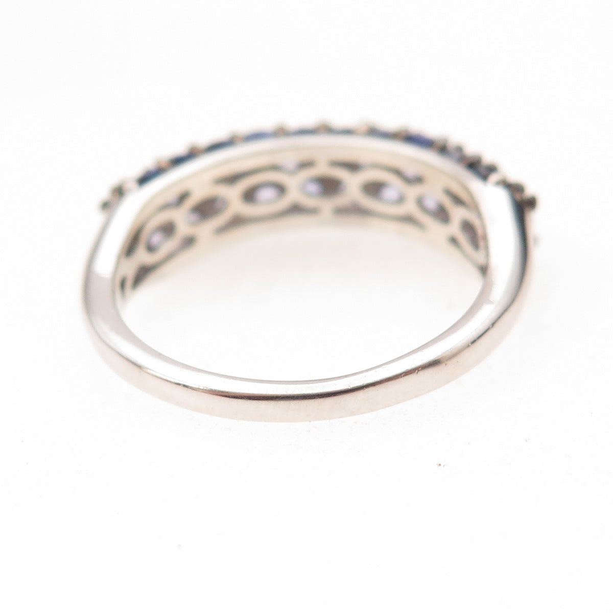 D'Joy 925 Sterling Silver Black Rhodium Real Round-Cut Iolite Ring Size 9