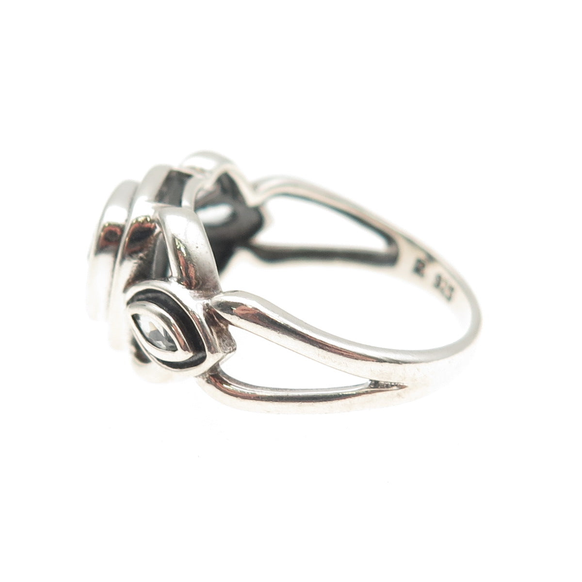 ROSS SIMONS 925 Sterling Silver Vintage Real Blue Topaz Oxidized Ring Size 8