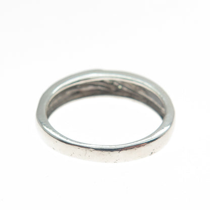 925 Sterling Silver Real White Diamond Accent Wavy Line Ring Size 7.5