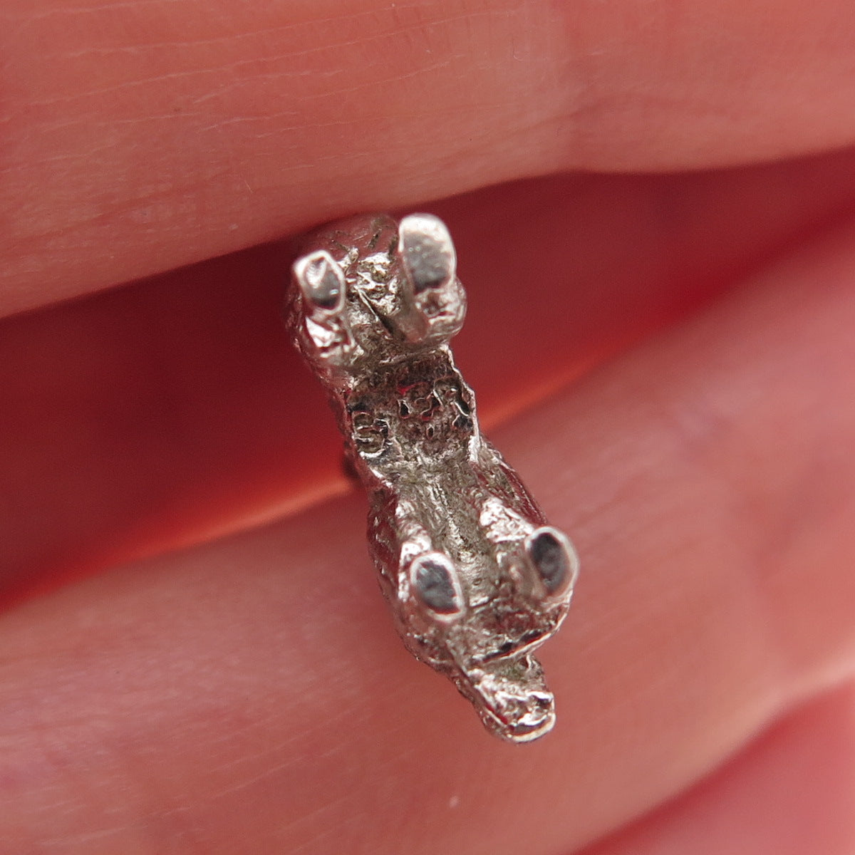 925 Sterling Silver Vintage Border Collie Dog 3D Mini Charm Pendant