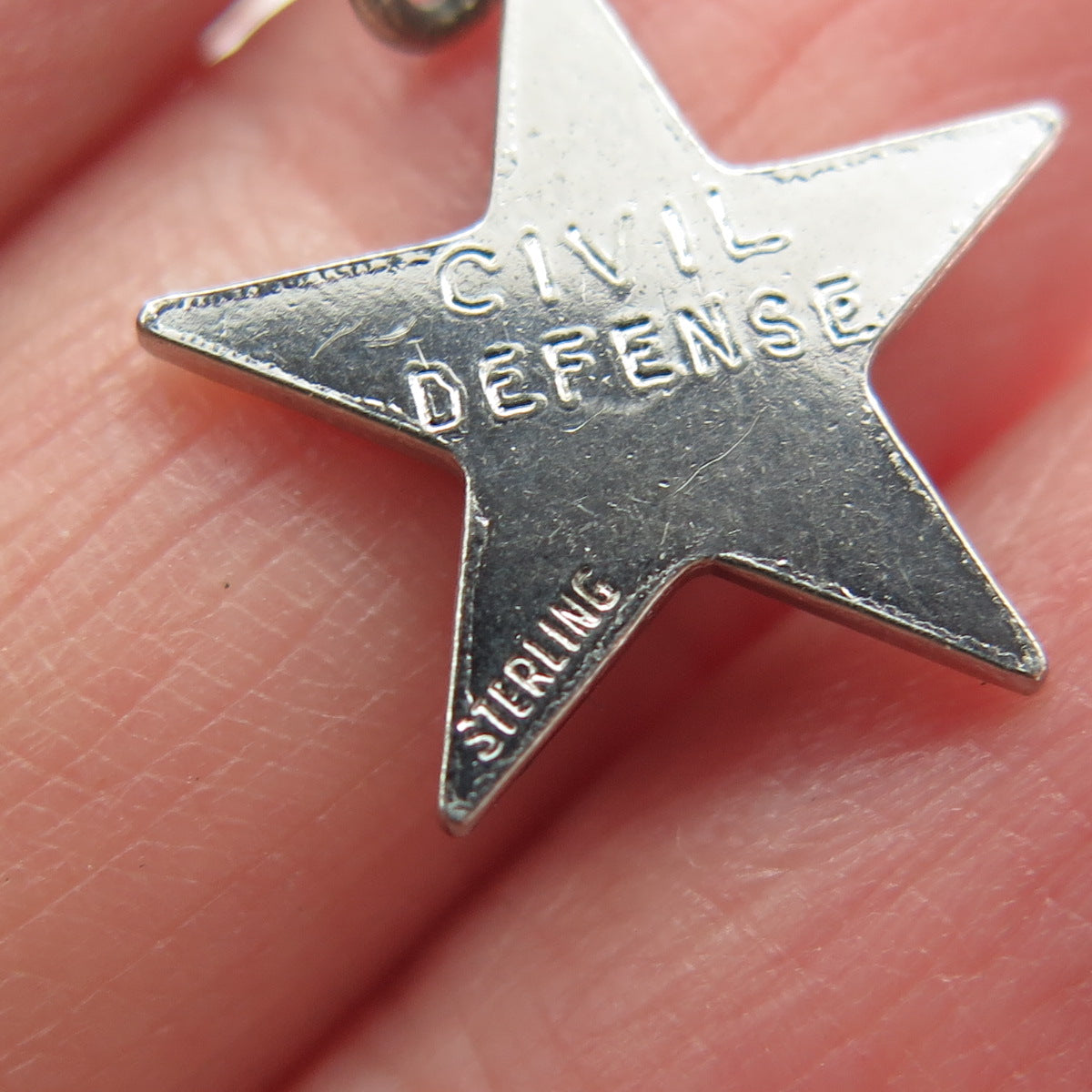 925 Sterling Silver Vintage Civil Defense Beta Sigma Phi Star Charm Pendant