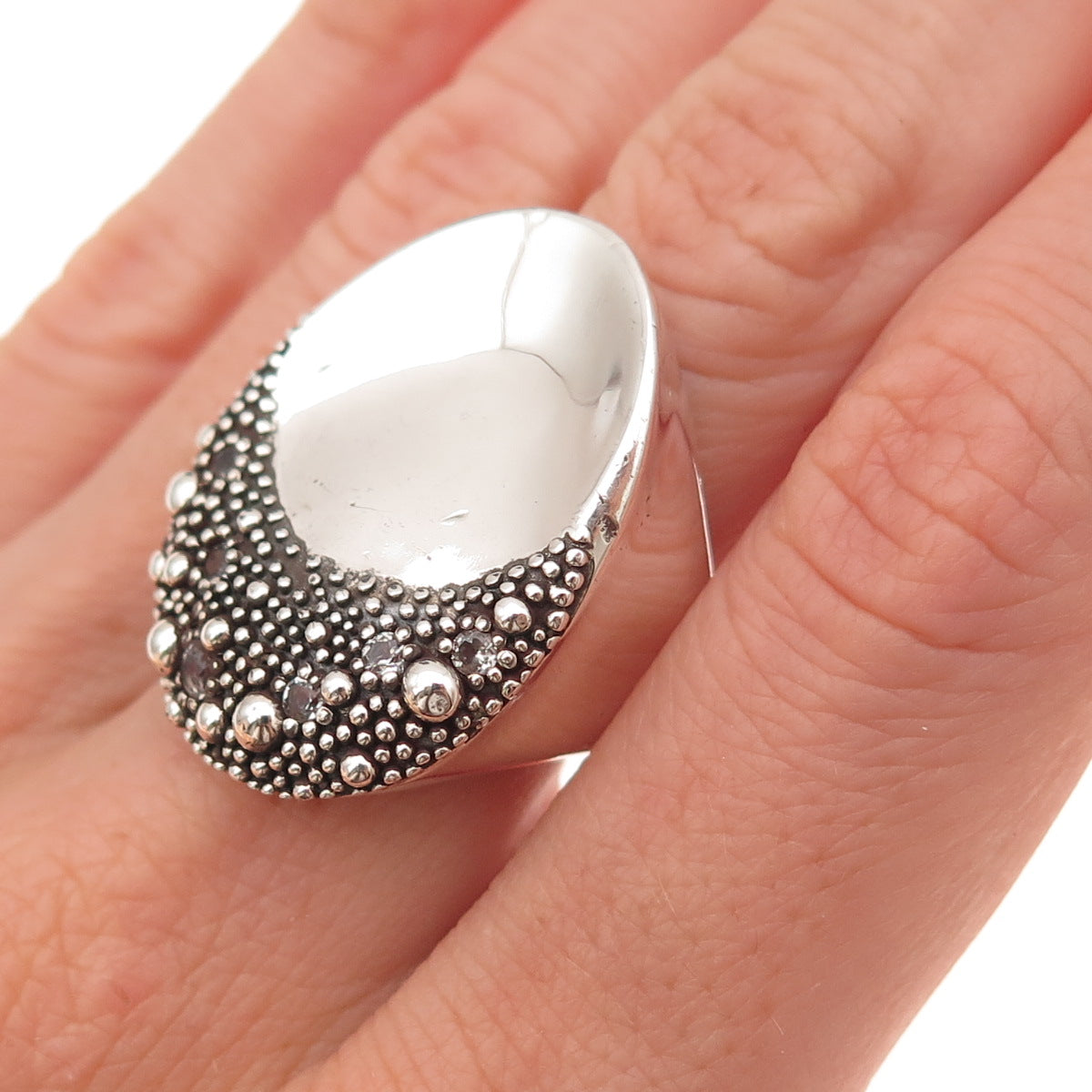 Michael Dawkins 925 Sterling Silver Real White Topaz Starry Night Ring Size 6.5