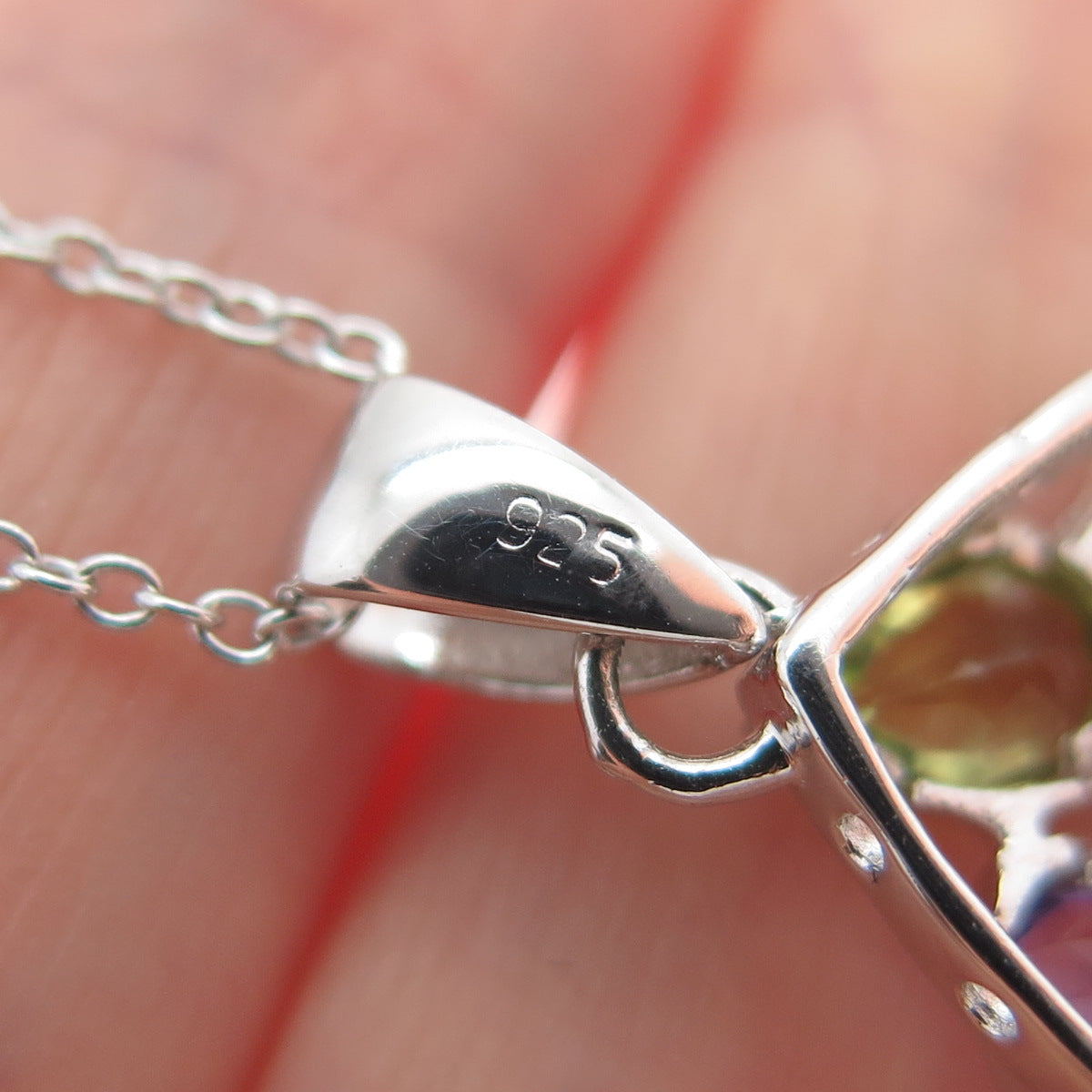 DSMK Sterling Silver Garnet Amethyst Citrine & Peridot Teardrop Necklace 16-18"