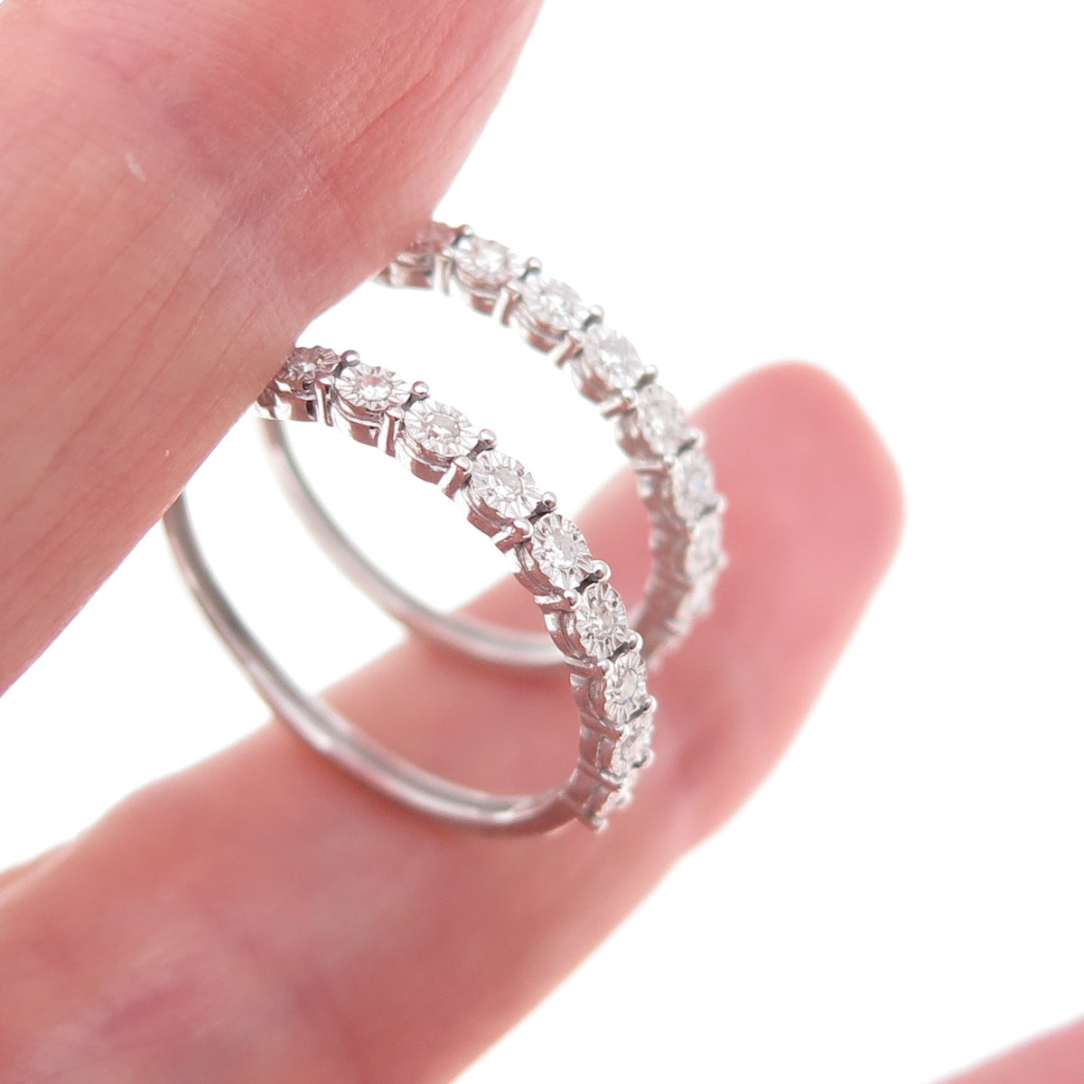 SK9 Allure Gems 925 Sterling Silver Real Round-Cut Diamond Hoop Earrings