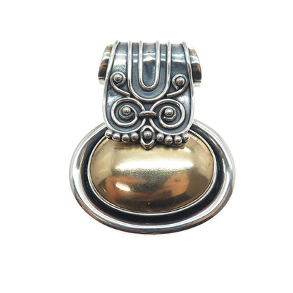 DOUG PAULUS 925 Sterling Silver & Brass Vintage Modernist Oxidized Slide Pendant