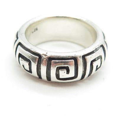 925 Sterling Silver Vintage Greek Maze Band Ring Size 10