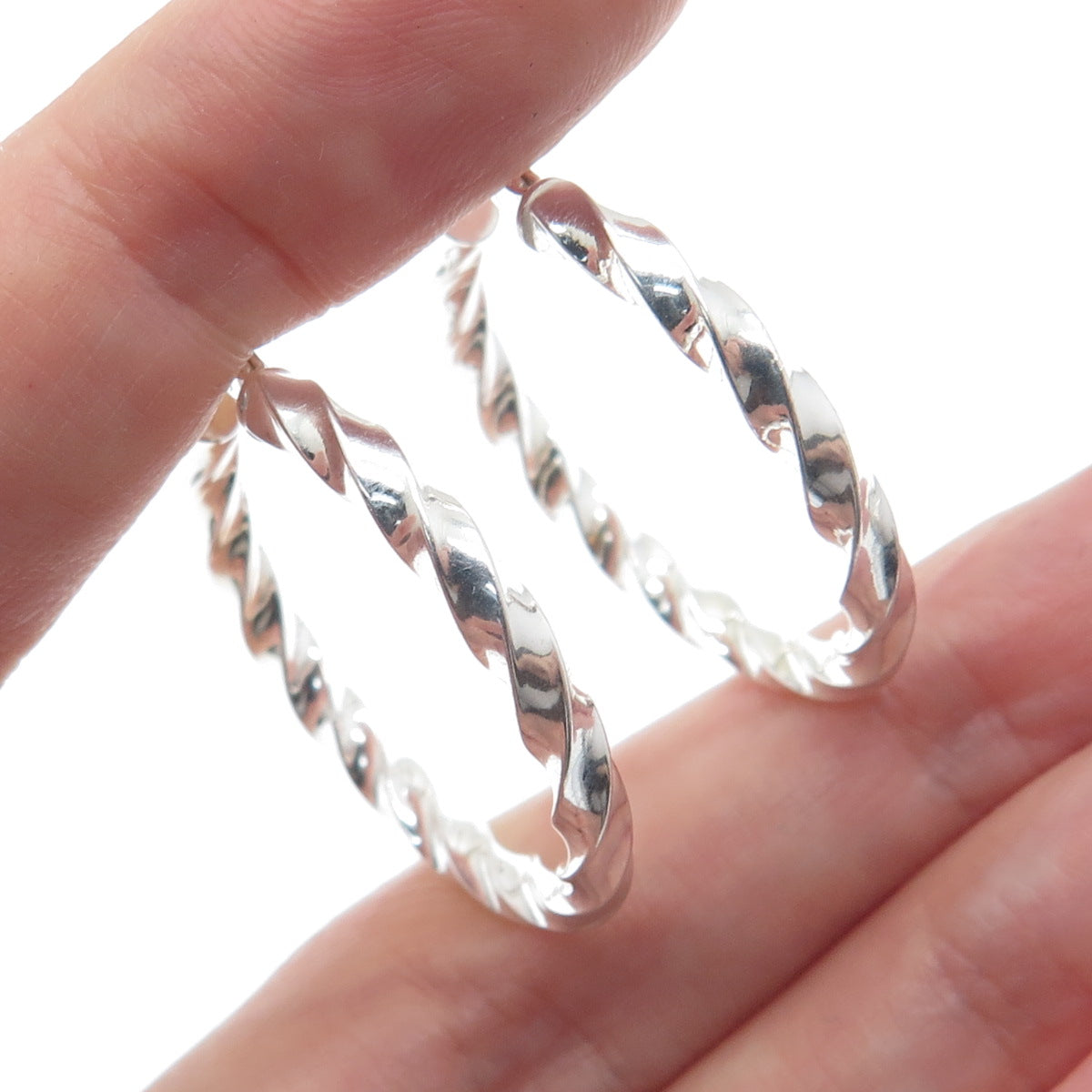 925 Sterling Silver 30mm Twisted Hoop Earrings