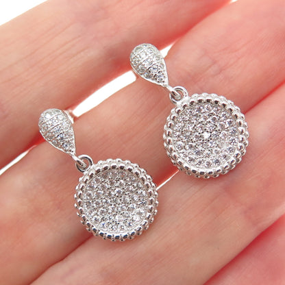 PRIZM 925 Sterling Silver Round-Cut C Z Dangle Earrings