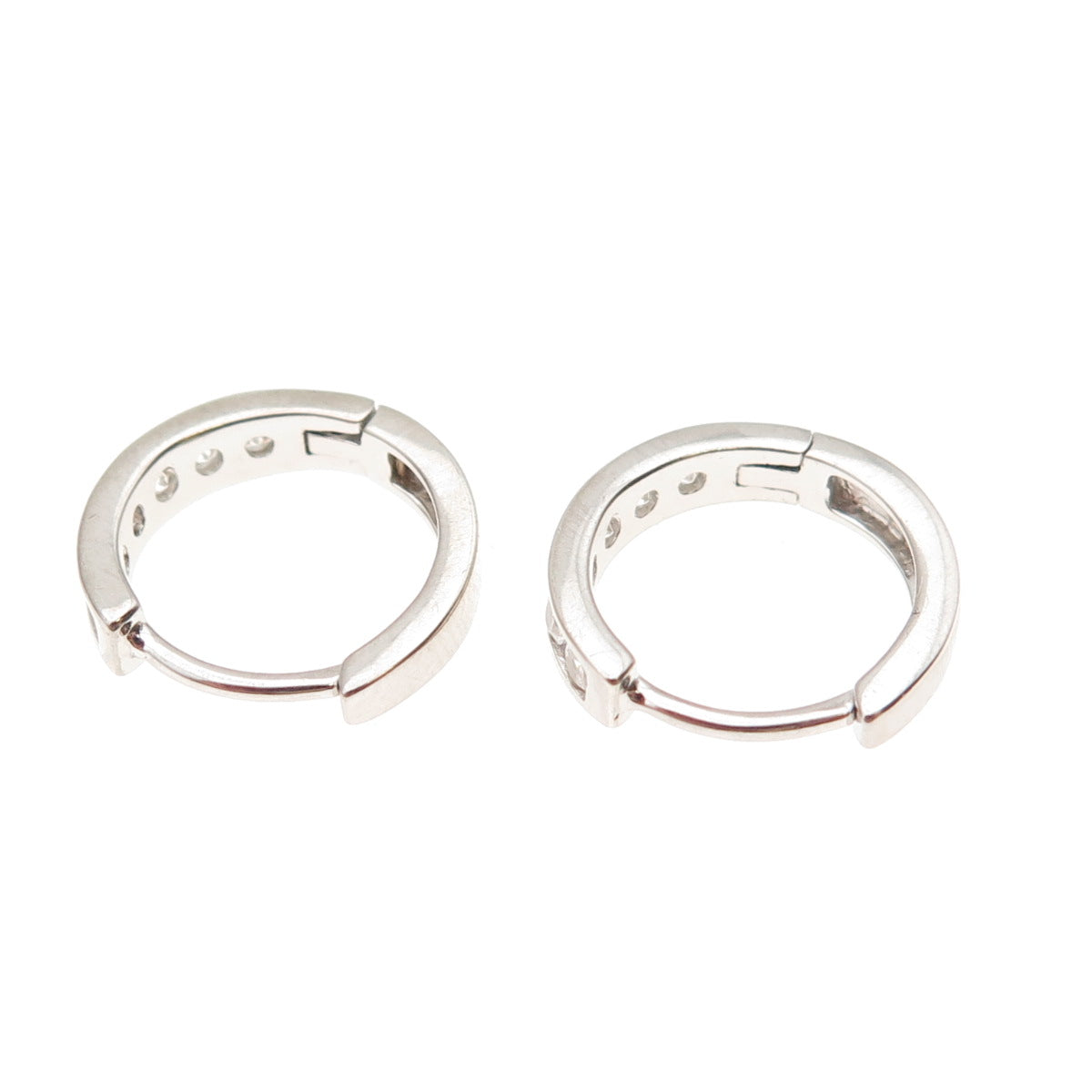 925 Sterling Silver Round-Cut C Z Hoop Earrings