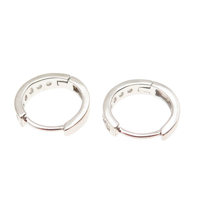 925 Sterling Silver Round-Cut C Z Hoop Earrings