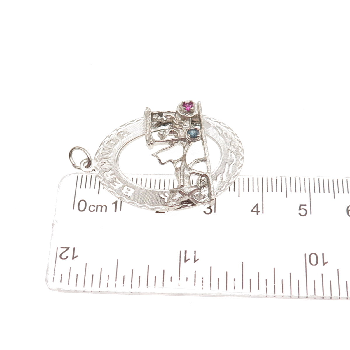 CREA 925 Sterling Silver Vintage Rhinestone Bermuda Carriage Charm Pendant
