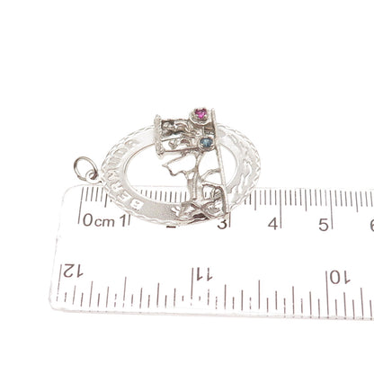 CREA 925 Sterling Silver Vintage Rhinestone Bermuda Carriage Charm Pendant