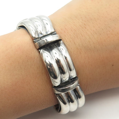925 Sterling Silver Vintage TILO Mexico Puffy Waves Panel Link Bracelet 6.5"