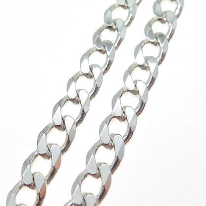 925 Sterling Silver Vintage Italy Curb Chain Necklace 20"